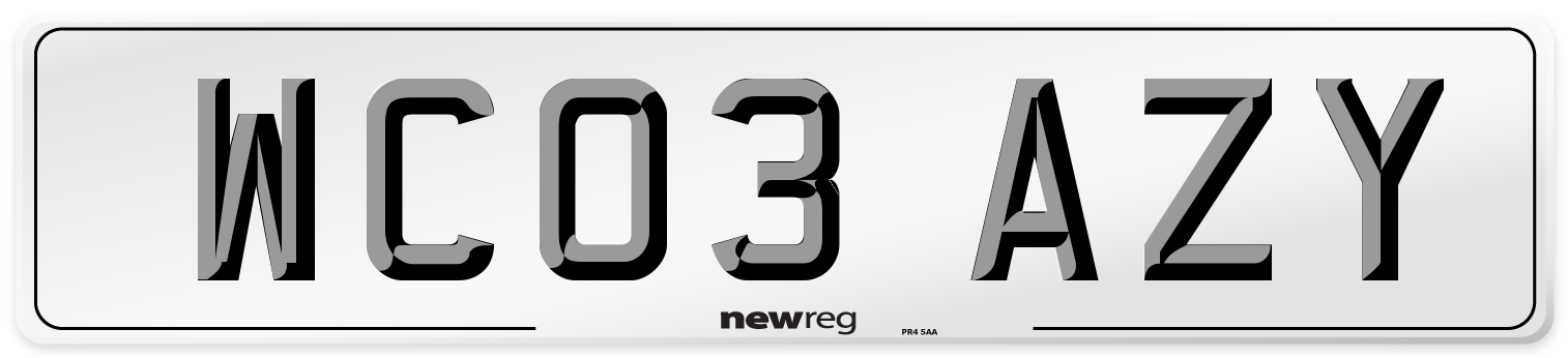 WC03 AZY Number Plate from New Reg